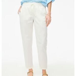 J.Crew Factory Linen-cotton blend drawstring pant White Size 4